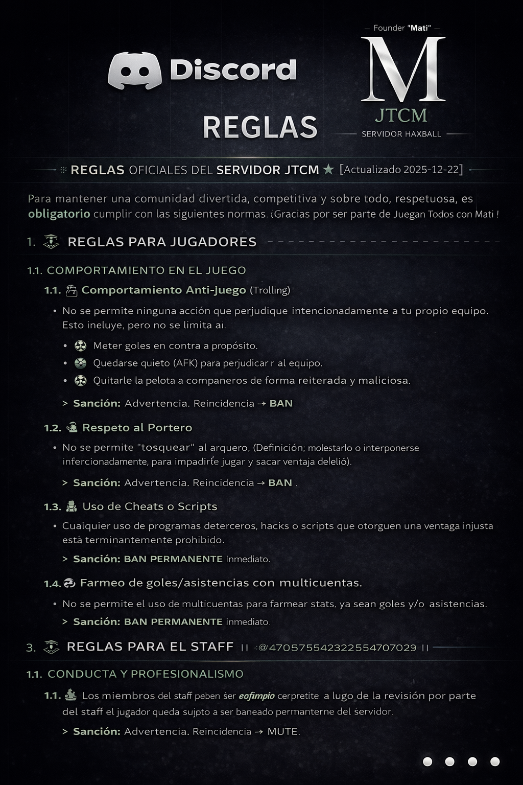 Reglas oficiales del servidor JTCM